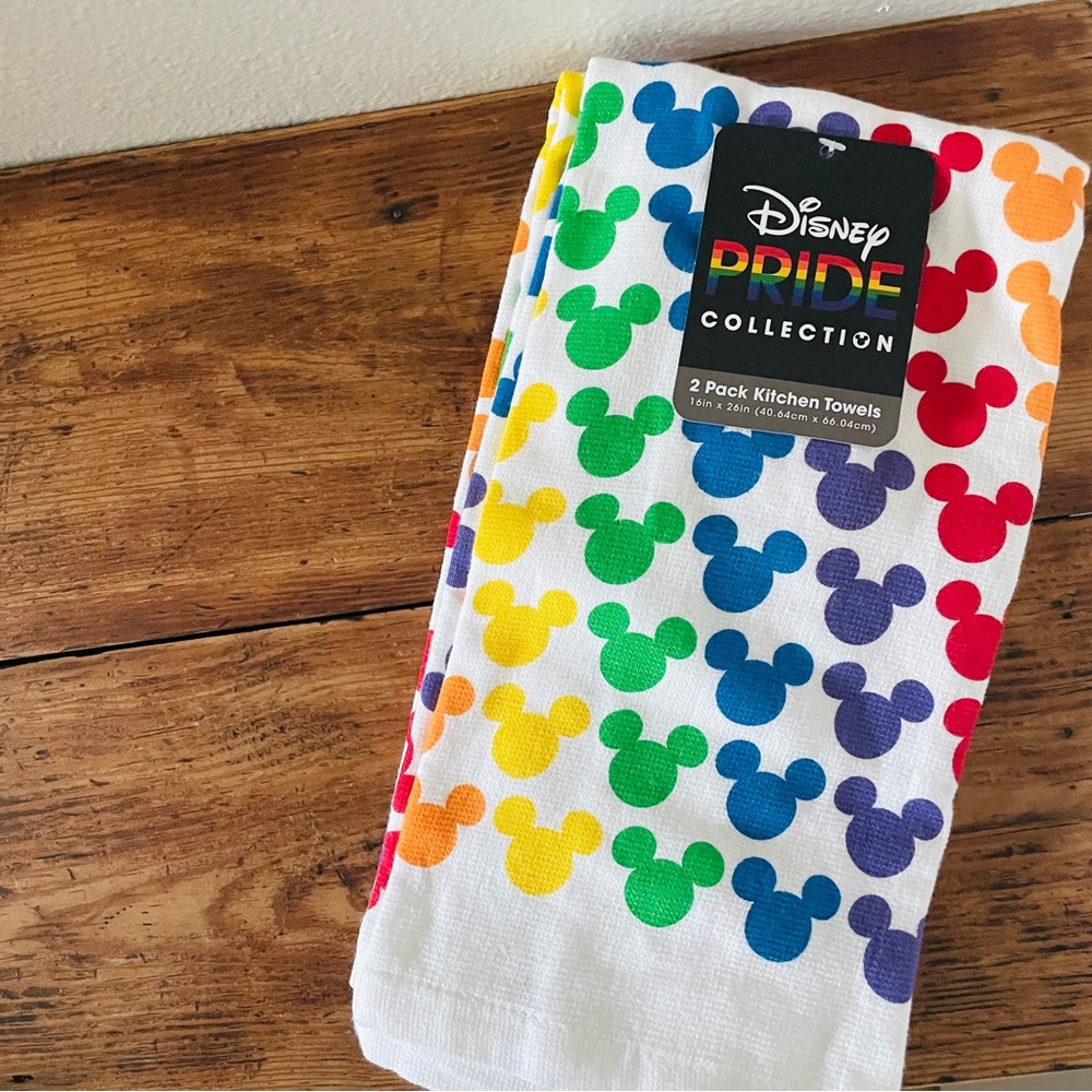 NWT Disney Pride Collection - Rainbow Mickey Hand Kitchen Towel Set of 2
